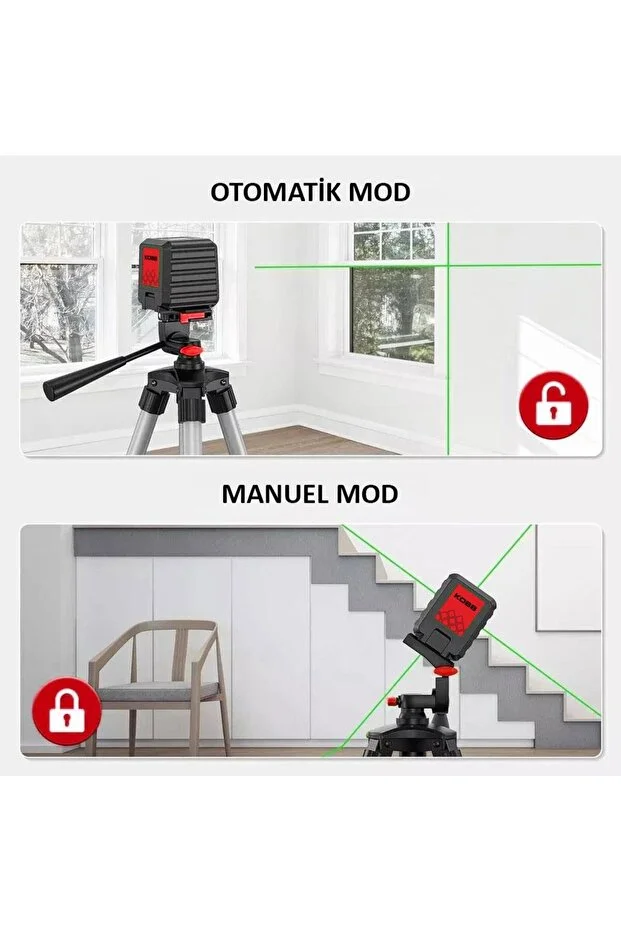 KBL90G 30 Metre Profesyonel Yatay ve Dikey Otomatik Hizalamalı Yeşil Çapraz Çizgi Lazer Distoma
